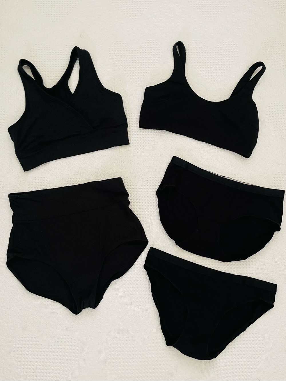 BUNDLE (5) Quince Modal Bras and Panties Size Small Black Lounge Underwear